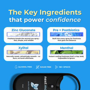 Next Move breath spray ingredients and product details label