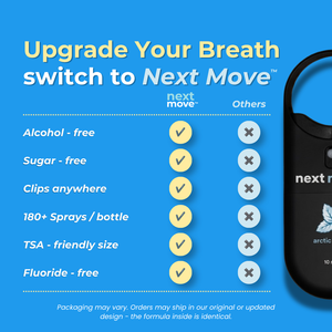 Next Move breath spray clip attached to bag or keychain