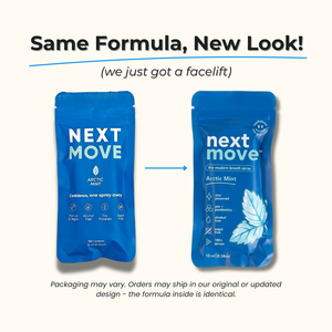 Next Move breath spray in use, person spraying into mouth