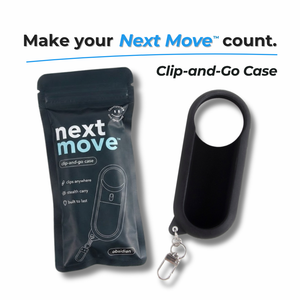 Next Move Clip-and-Go Case in Obsidian black, attaches to keychain or bag